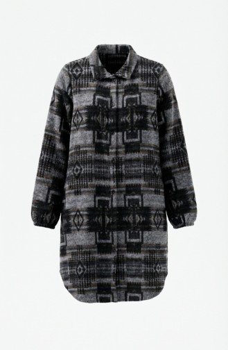 سترة شتوية منقوشة بأزرار على طراز الحطاب 2503-05 رمادي بني فاتح 2503-05