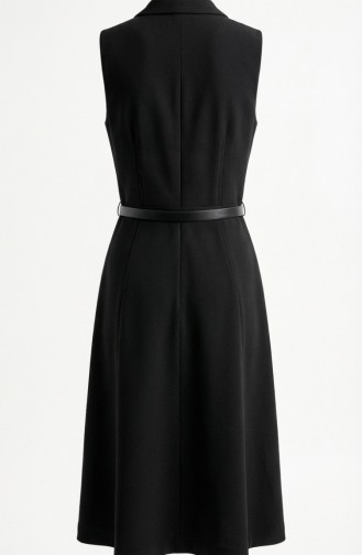 Robe Gilet à Manches Courtes Boutonnée Et Ceinture 5095-02 Noir 5095-02