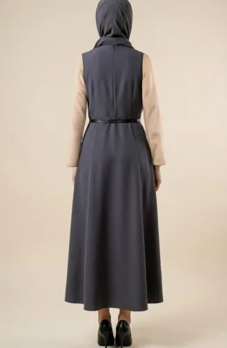 Robe Gilet Boutonnée à Manches Courtes Et Ceinture 5095-03 Anthracite 5095-03