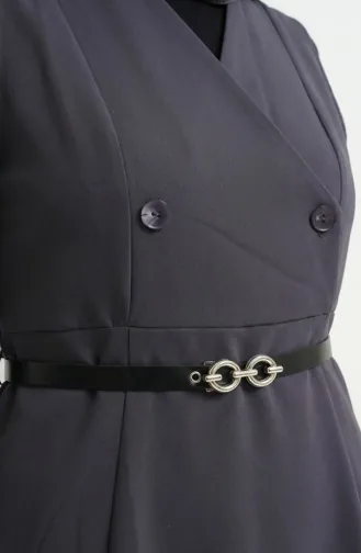 Robe Gilet Boutonnée à Manches Courtes Et Ceinture 5095-03 Anthracite 5095-03