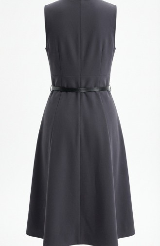 Robe Gilet Boutonnée à Manches Courtes Et Ceinture 5095-03 Anthracite 5095-03