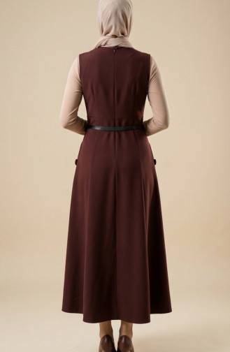 Kurzarm-Westenkleid Mit Knöpfen Und Gürtel Modell 5095-04 Braun 5095-04