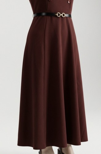 Kurzarm-Westenkleid Mit Knöpfen Und Gürtel Modell 5095-04 Braun 5095-04