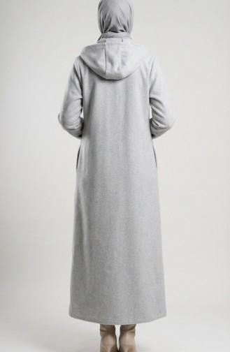 Langer Kaschmirmantel Mit Kapuze 0234-02 Grau 0234-02