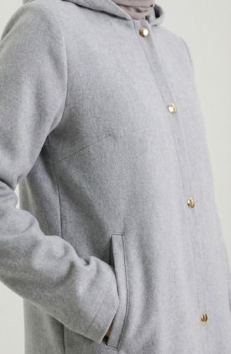 Langer Kaschmirmantel Mit Kapuze 0234-02 Grau 0234-02