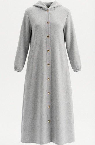 Langer Kaschmirmantel Mit Kapuze 0234-02 Grau 0234-02