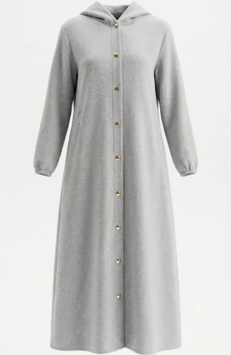 Langer Kaschmirmantel Mit Kapuze 0234-02 Grau 0234-02