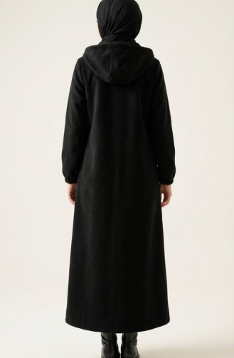 Manteau Long à Capuche En Cachemire Noir 0234-04 0234-04