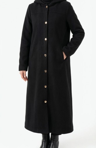 Manteau Long à Capuche En Cachemire Noir 0234-04 0234-04