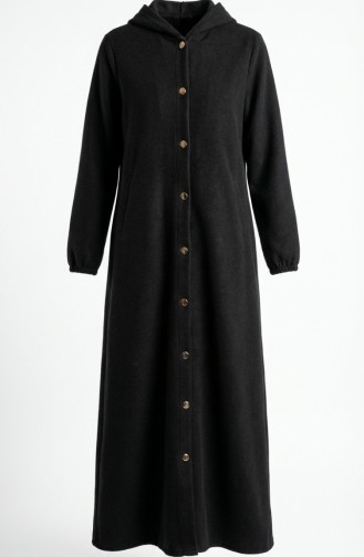 Manteau Long à Capuche En Cachemire Noir 0234-04 0234-04
