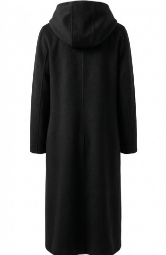 Manteau Long à Capuche En Cachemire Noir 0234-04 0234-04