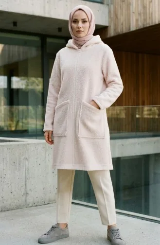 Manteau D`hiver à Capuche Fermeture éclair Et Poches 2211-01 Blanc 2211-01