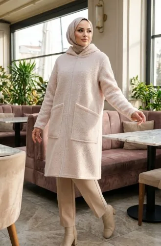 Manteau D`hiver à Capuche Fermeture éclair Et Poches 2211-01 Blanc 2211-01