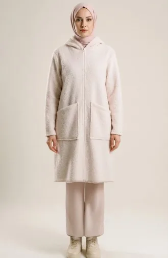 Manteau D`hiver à Capuche Fermeture éclair Et Poches 2211-01 Blanc 2211-01