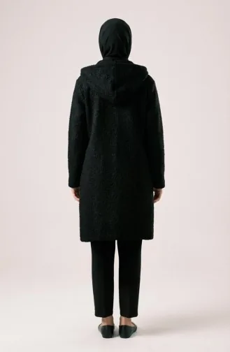 Wintermantel Mit Kapuze Reißverschluss Und Taschen 2211-02 Schwarz 2211-02