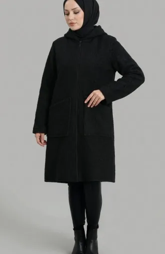 Wintermantel Mit Kapuze Reißverschluss Und Taschen 2211-02 Schwarz 2211-02