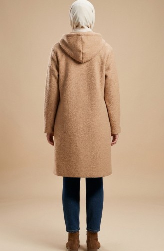Kapüşonlu Fermuarlı Cepli Kışlık Kap 2211-04 Bej