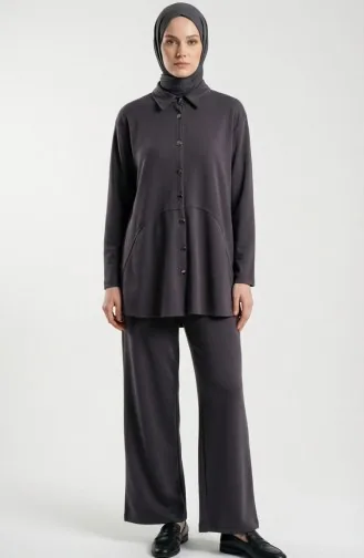 Tweedelig Setje Met Overhemdkraag Tuniek En Broek Met Knoopsluiting 2210-01 Antraciet 2210-01