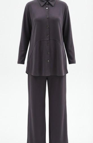 طقم مكون من قطعتين: قميص بياقة وأزرار أمامية، وسترة وبنطال، لون أنثراسيت 2210-01 2210-01