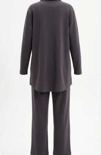 Tweedelig Setje Met Overhemdkraag Tuniek En Broek Met Knoopsluiting 2210-01 Antraciet 2210-01