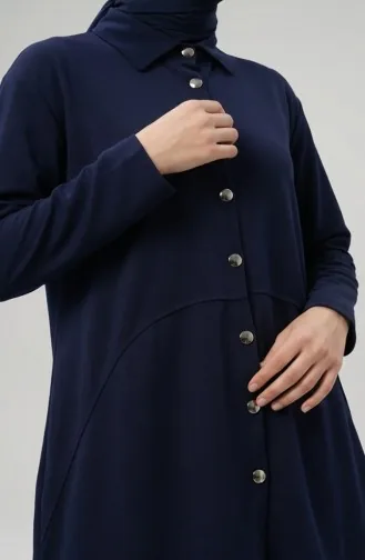 Tweedelig Setje Met Overhemdkraag Tuniek En Broek Model 2210-02 Marineblauw 2210-02