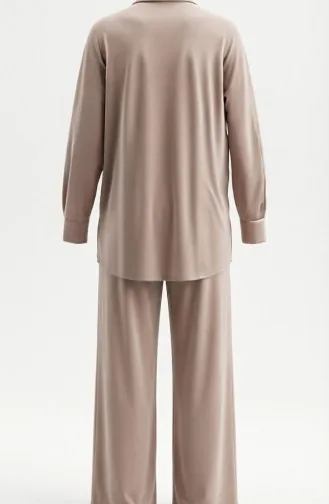 Tweedelig Setje Met Overhemdkraag Tuniek En Broek Knoopsluiting 2210-03 Nerts 2210-03