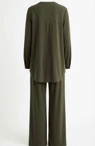Tweedelig Setje Met Overhemdkraag Tuniek En Broek Model 2210-04 Khaki 2210-04
