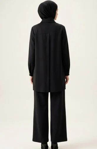 Tweedelig Setje Met Overhemdkraag Tuniek En Broek Model 2210-05 Zwart 2210-05
