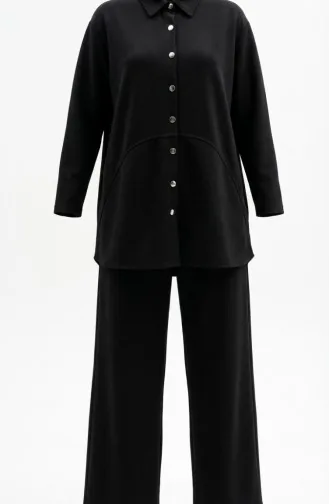 Tweedelig Setje Met Overhemdkraag Tuniek En Broek Model 2210-05 Zwart 2210-05