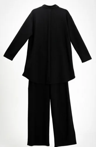 Tweedelig Setje Met Overhemdkraag Tuniek En Broek Model 2210-05 Zwart 2210-05