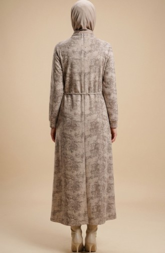 Robe En Modal à Col Chemise Fermeture éclair Et Lacets 0235-01 Vison 0235-01