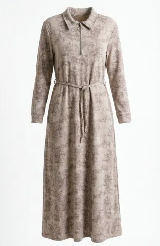 Modalkleid Mit Hemdkragen Reißverschluss Und Schnürung 0235-01 Nerz 0235-01