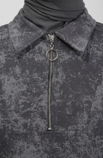 Robe à Col Chemise Fermeture éclair Et Lacets 0235-02 Anthracite 0235-02