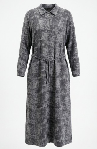 Robe à Col Chemise Fermeture éclair Et Lacets 0235-02 Anthracite 0235-02