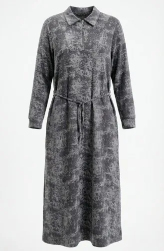 Hemdkragenkleid Mit Reißverschluss Und Schnürung 0235-02 Anthrazit 0235-02