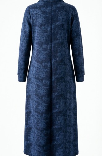 Robe En Modal à Col Chemise Fermeture éclair Et Lacets 0235-03 Bleu Marine 0235-03