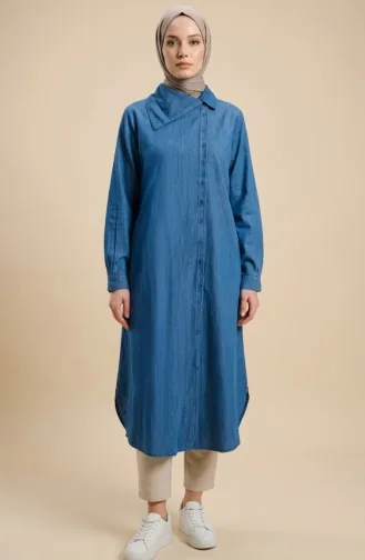 Jeans-Tunika Mit Knöpfen In Voller Länge Farbe: Blau Modell 0312-01 0312-01