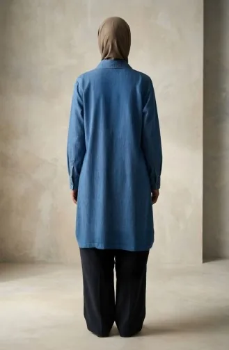 Jeans-Tunika Mit Knöpfen In Voller Länge Farbe: Blau Modell 0312-01 0312-01