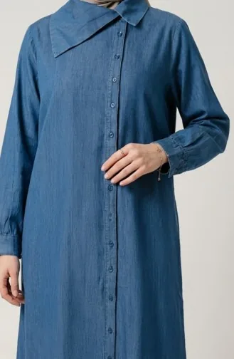 Jeans-Tunika Mit Knöpfen In Voller Länge Farbe: Blau Modell 0312-01 0312-01