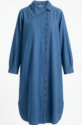 Jeans-Tunika Mit Knöpfen In Voller Länge Farbe: Blau Modell 0312-01 0312-01