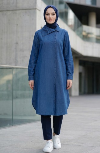 تونيك جينز طويل بأزرار 0312-02 أزرق داكن 0312-02
