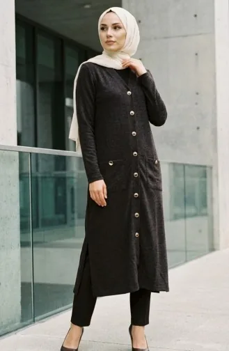 Düğmeli Hırka 5025-03 Kahverengi