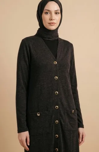 Düğmeli Hırka 5025-03 Kahverengi