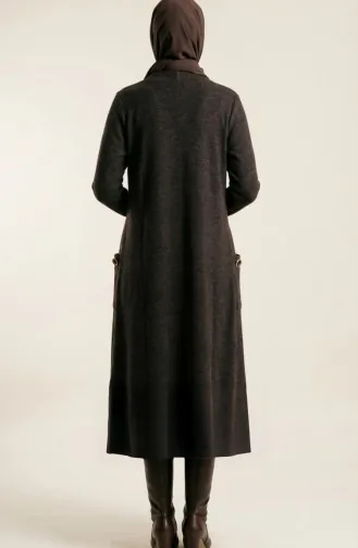 Düğmeli Hırka 5025-03 Kahverengi