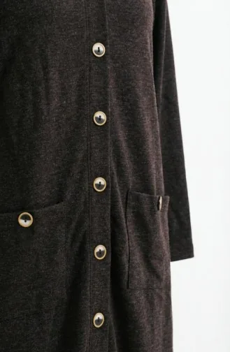 Düğmeli Hırka 5025-03 Kahverengi