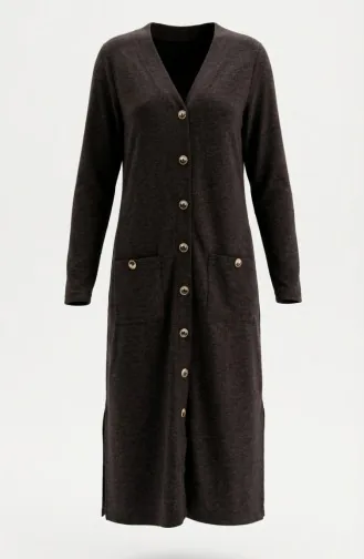 Düğmeli Hırka 5025-03 Kahverengi