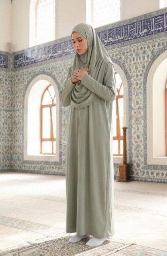 Praktisches Gebetskleid Mit Tasche 1973-11 Çağla Yeşil 1973-11