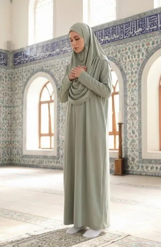 Practical Prayer Dress With Bag 1973-11 Çağla Yeşil 1973-11