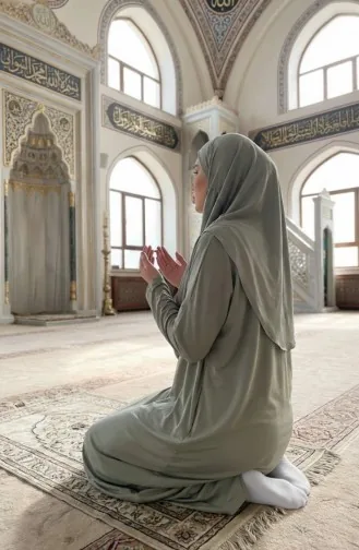 Practical Prayer Dress With Bag 1973-11 Çağla Yeşil 1973-11