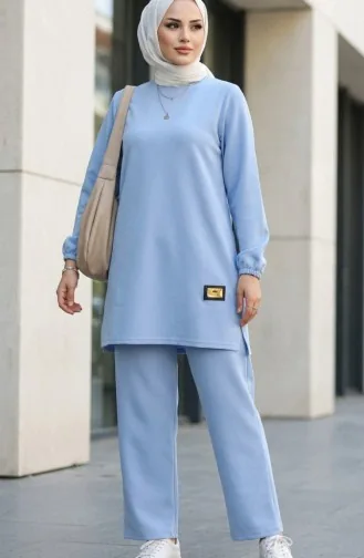 Ensemble Deux Pièces Tunique Et Pantalon Avec Emblème 0231-05 Bleu 0231-05